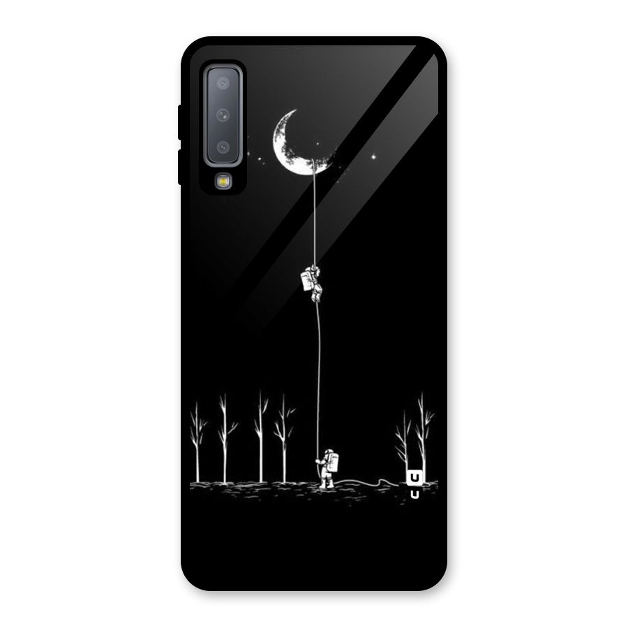 Moon Man Glass Back Case for Galaxy A7 (2018)