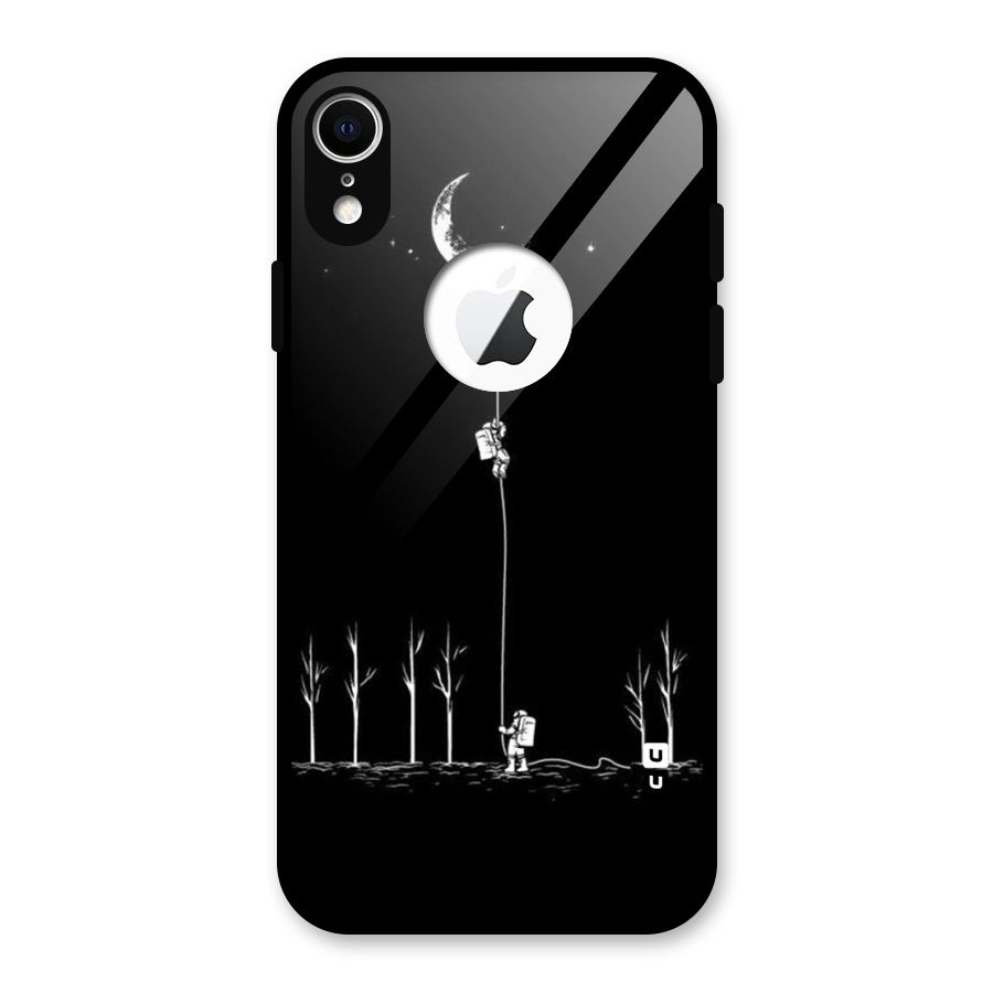Moon Man Glass Back Case for iPhone XR Logo Cut