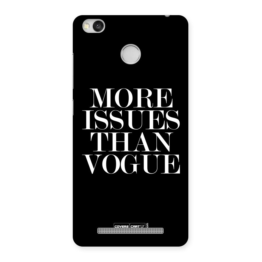 More Issues than Vogue (Black) Back Case for Redmi 3S Prime