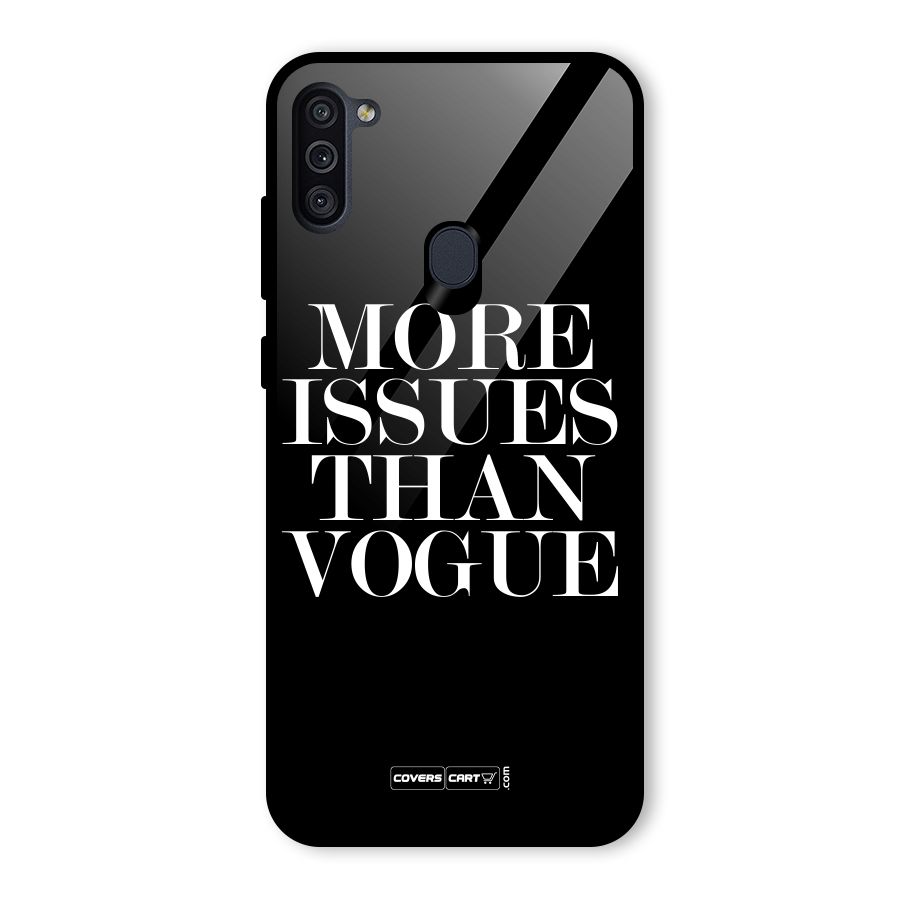 More Issues than Vogue (Black) Glass Back Case for Galaxy M11