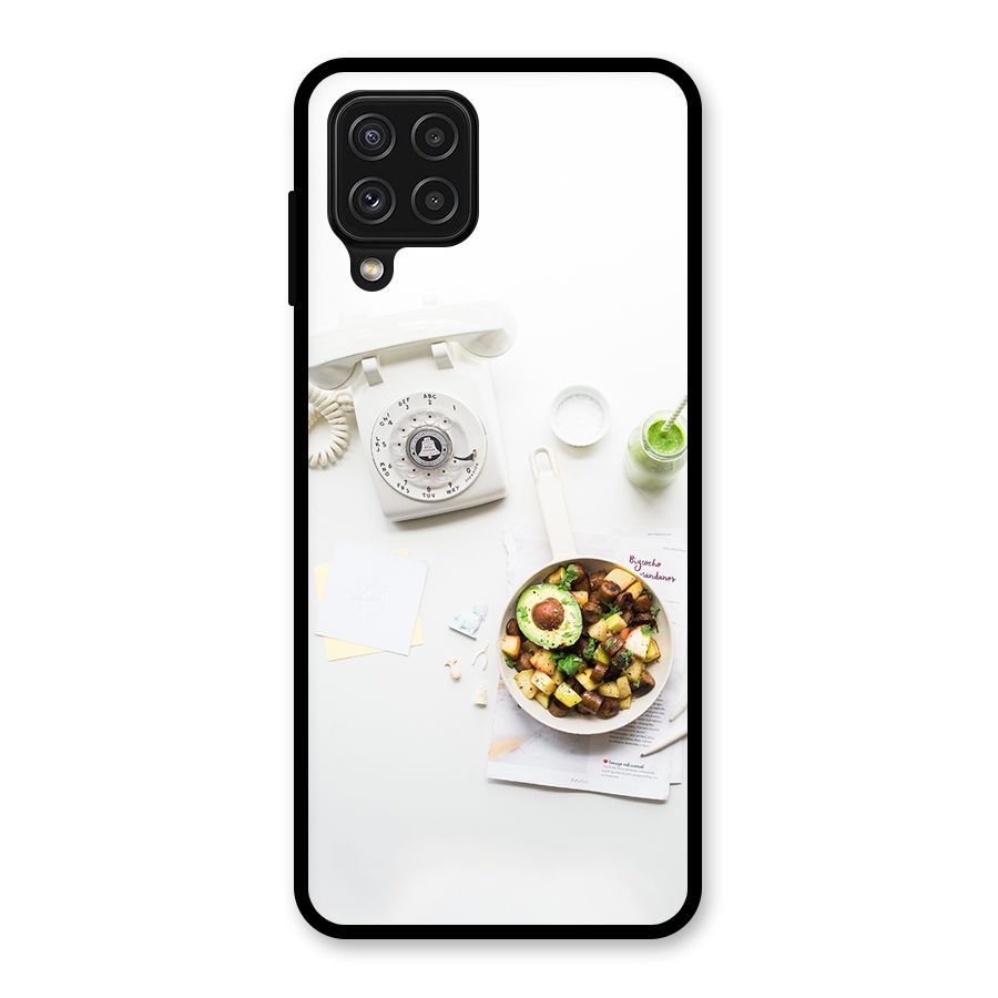 Morning Breakfast Glass Back Case for Galaxy A22 4G