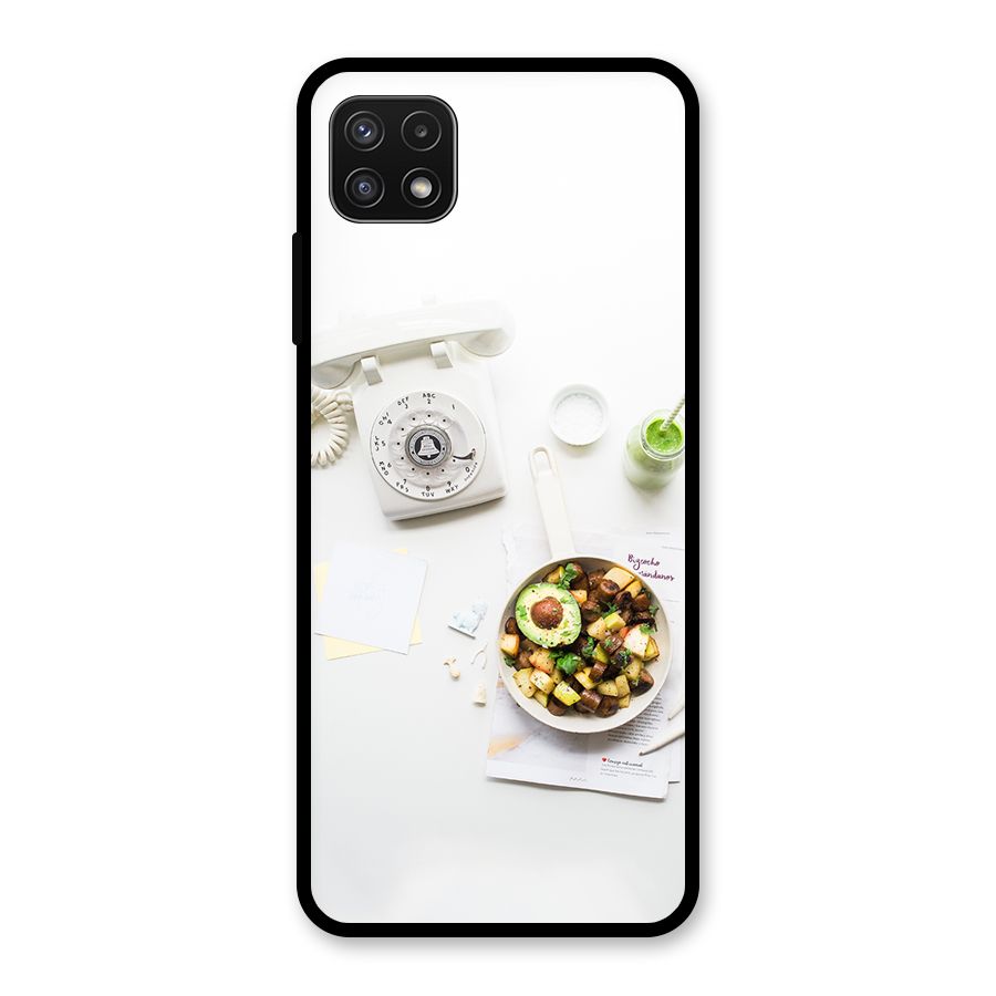 Morning Breakfast Glass Back Case for Galaxy A22 5G
