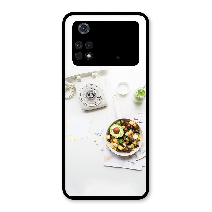 Morning Breakfast Glass Back Case for Poco M4 Pro 4G
