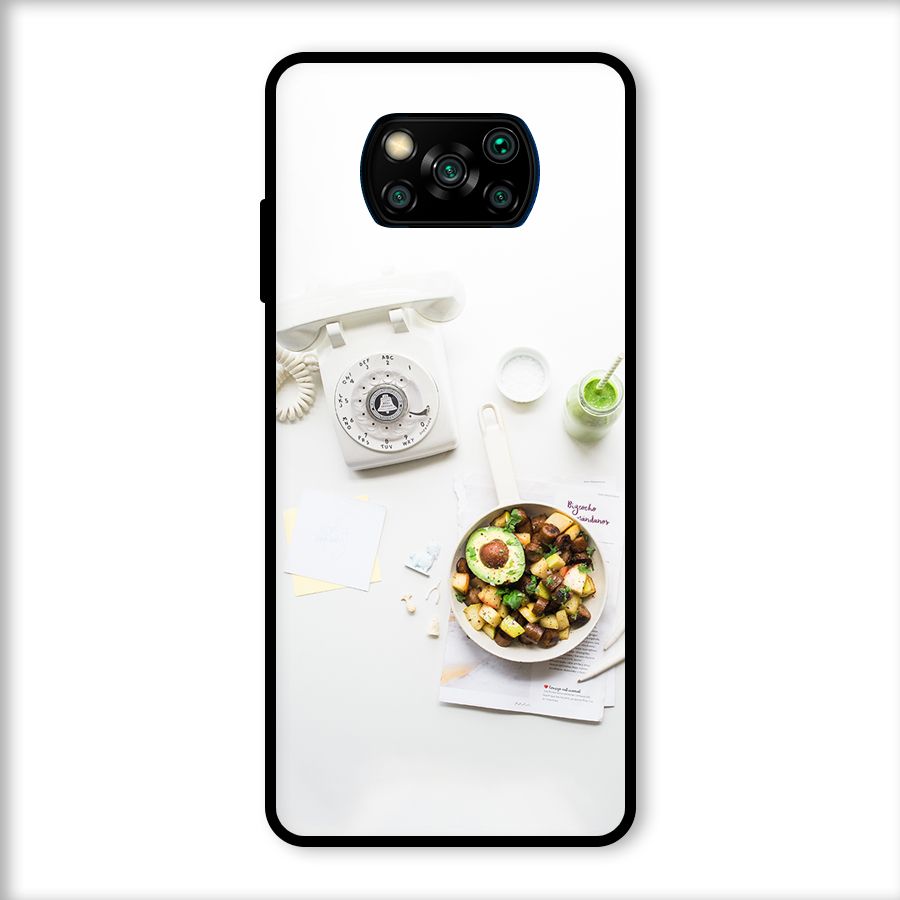 Morning Breakfast Glass Back Case for Poco X3