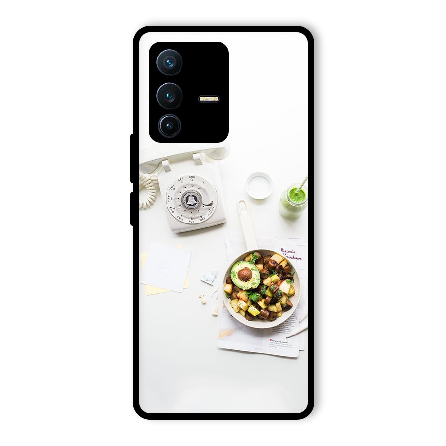 Morning Breakfast Glass Back Case for Vivo V23 Pro