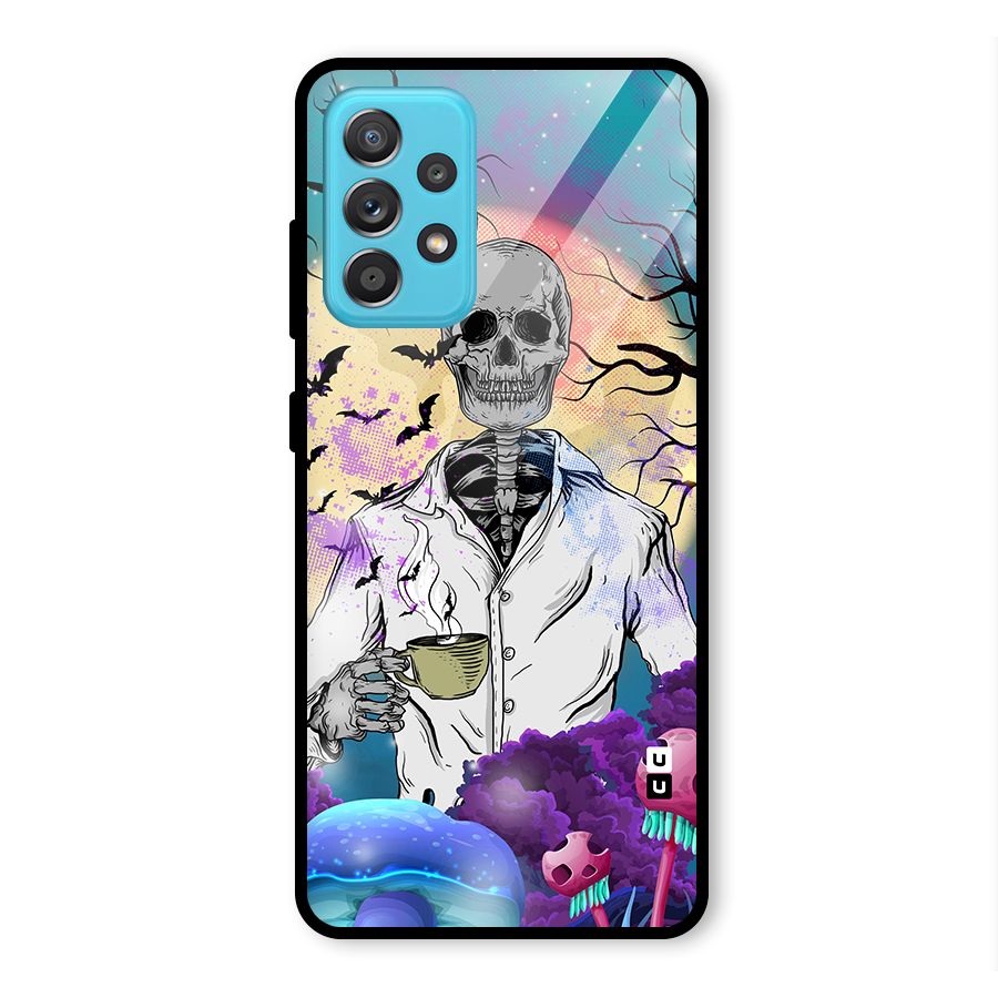 Morning Tea Skull Glass Back Case for Galaxy A52s 5G