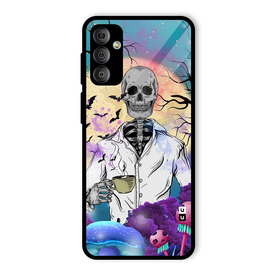 Morning Tea Skull Glass Back Case for Galaxy F23