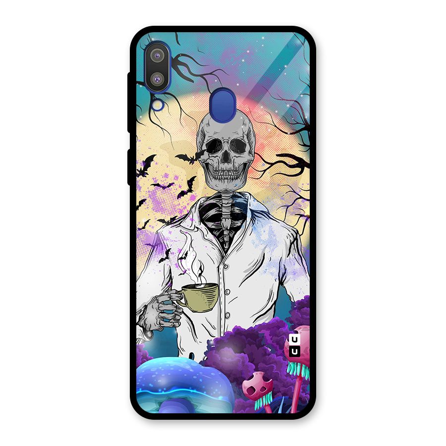 Morning Tea Skull Glass Back Case for Galaxy M20