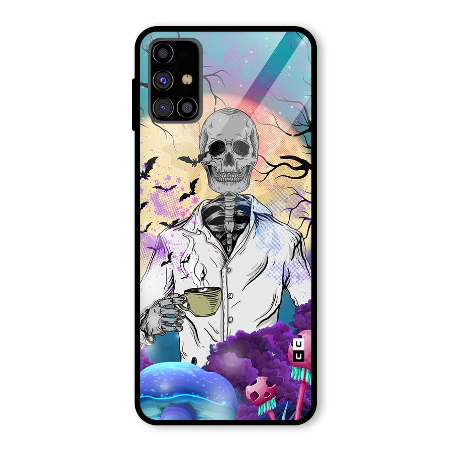 Morning Tea Skull Glass Back Case for Galaxy M31s