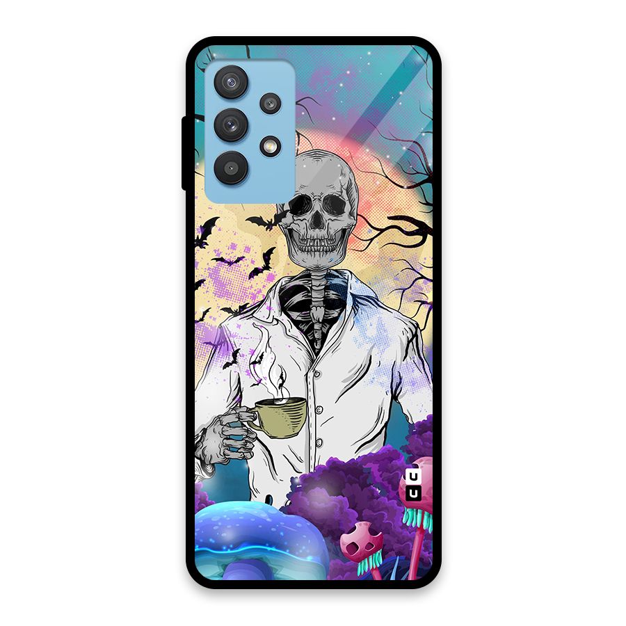 Morning Tea Skull Glass Back Case for Galaxy M32 5G