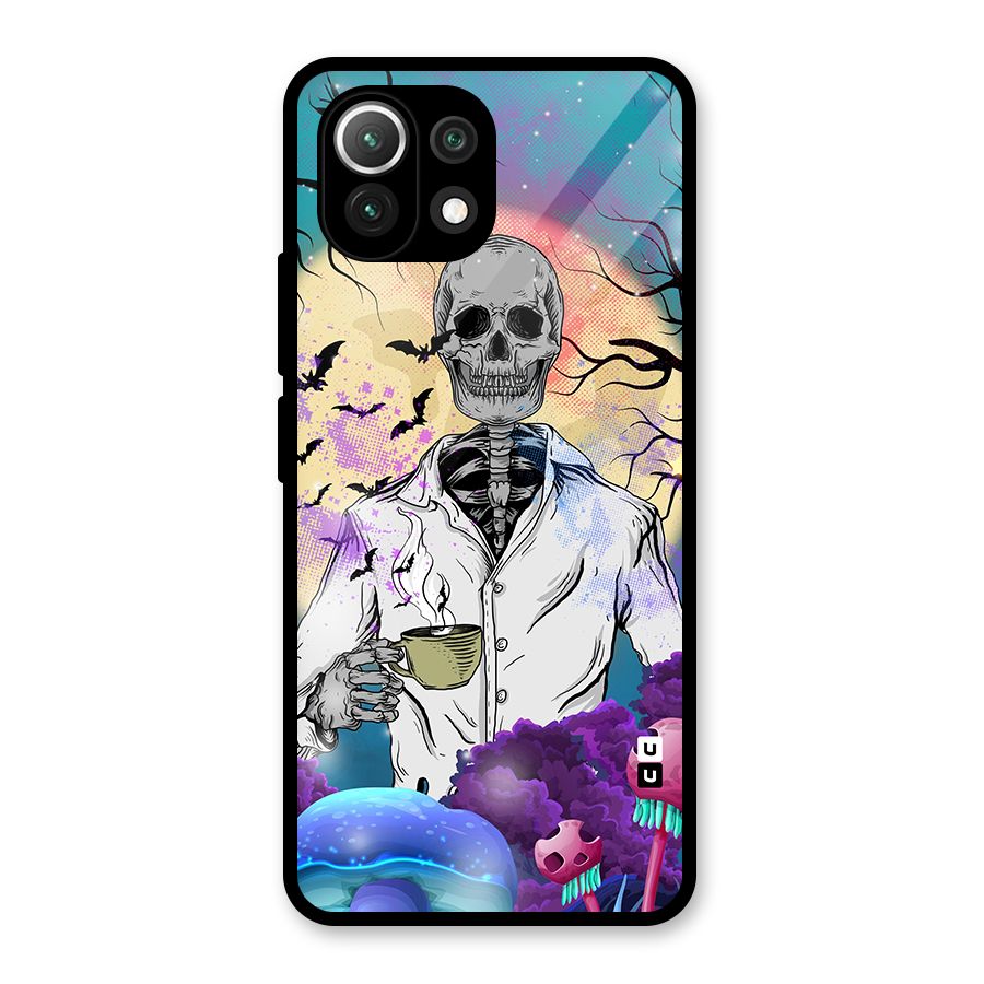 Morning Tea Skull Glass Back Case for Mi 11 Lite
