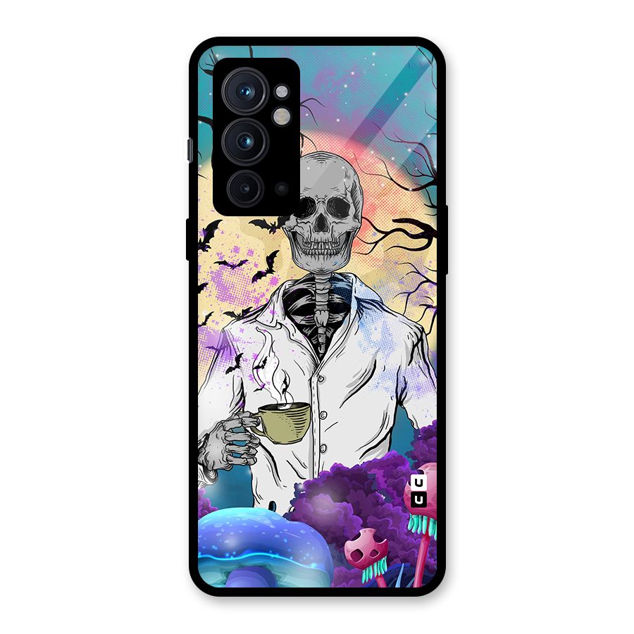 Morning Tea Skull Glass Back Case for OnePlus 9RT 5G