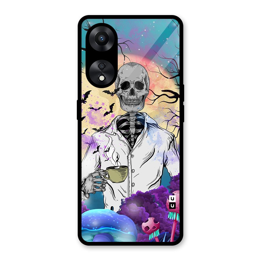 Morning Tea Skull Glass Back Case for Oppo A78