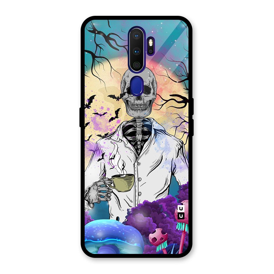 Morning Tea Skull Glass Back Case for Oppo A9 (2020)