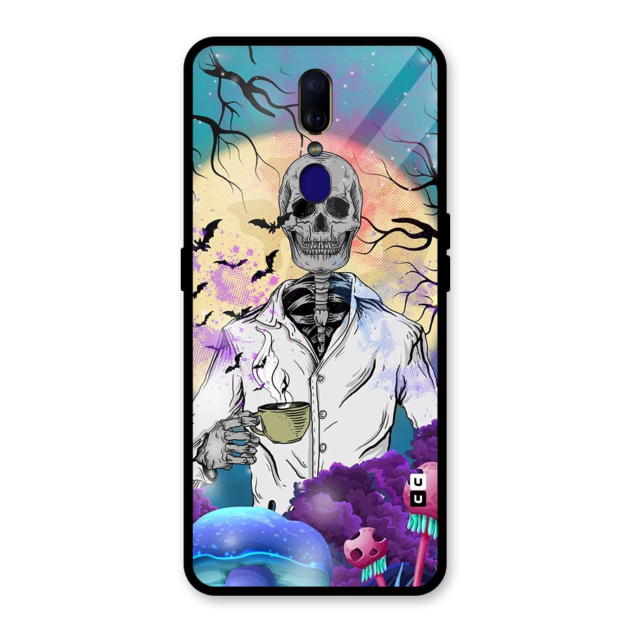 Morning Tea Skull Glass Back Case for Oppo F11