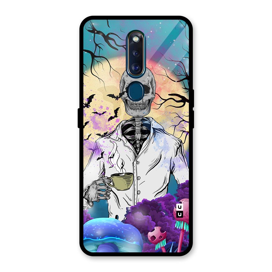 Morning Tea Skull Glass Back Case for Oppo F11 Pro