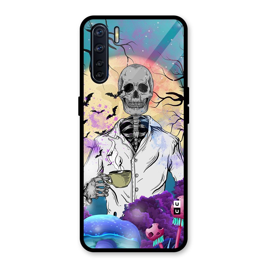 Morning Tea Skull Glass Back Case for Oppo F15