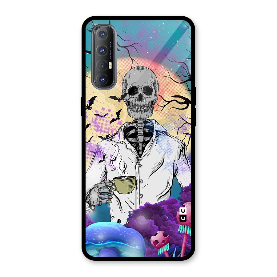 Morning Tea Skull Glass Back Case for Oppo Reno3 Pro