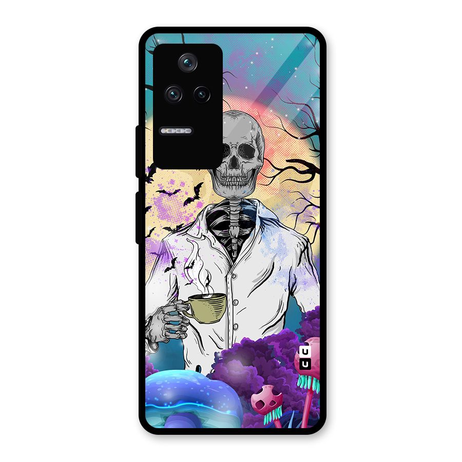 Morning Tea Skull Glass Back Case for Poco F4 5G