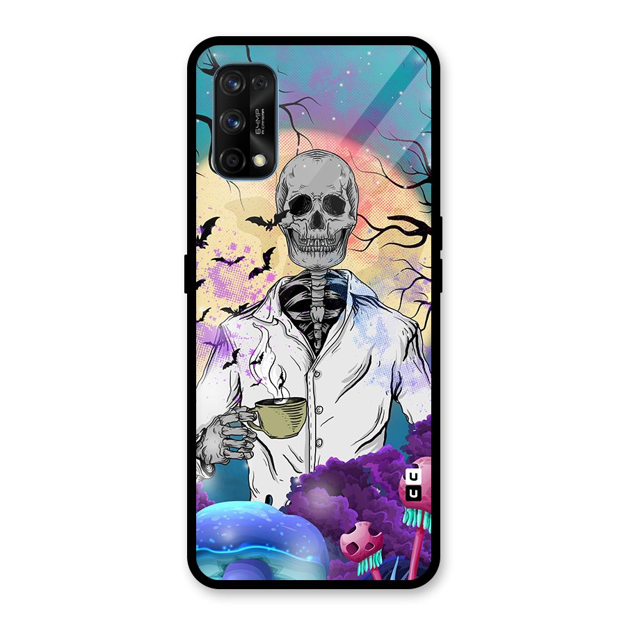 Morning Tea Skull Glass Back Case for Realme 7 Pro