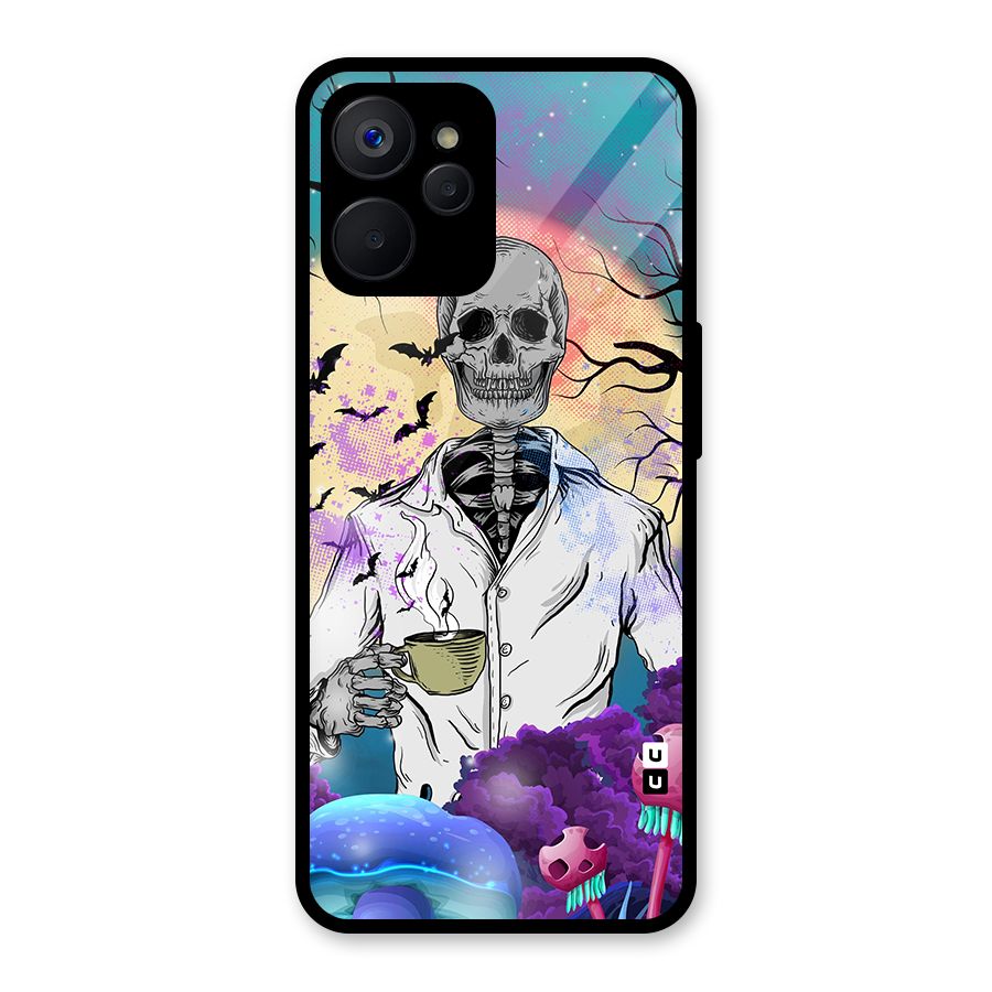 Morning Tea Skull Glass Back Case for Realme 9i 5G