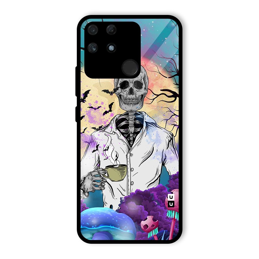 Morning Tea Skull Glass Back Case for Realme Narzo 50A