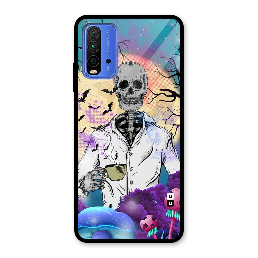 Morning Tea Skull Glass Back Case for Redmi 9 Power