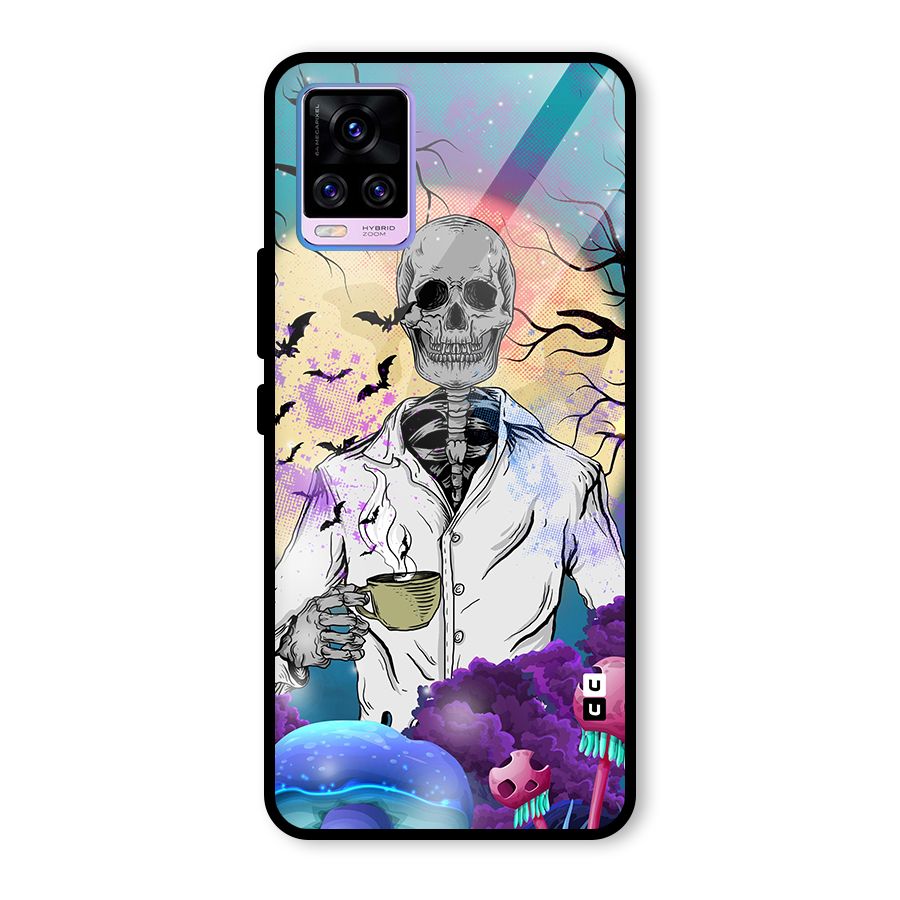 Morning Tea Skull Glass Back Case for Vivo V20 Pro