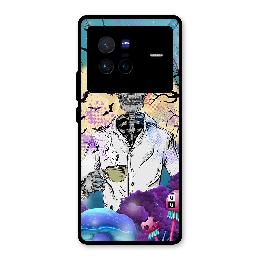 Morning Tea Skull Glass Back Case for Vivo X80