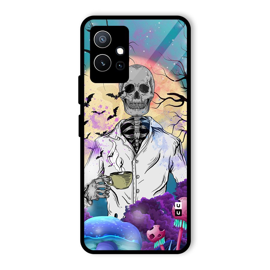 Morning Tea Skull Glass Back Case for Vivo Y75 5G