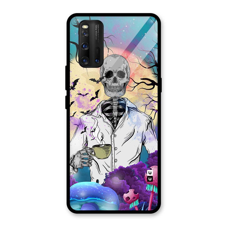 Morning Tea Skull Glass Back Case for Vivo iQOO 3