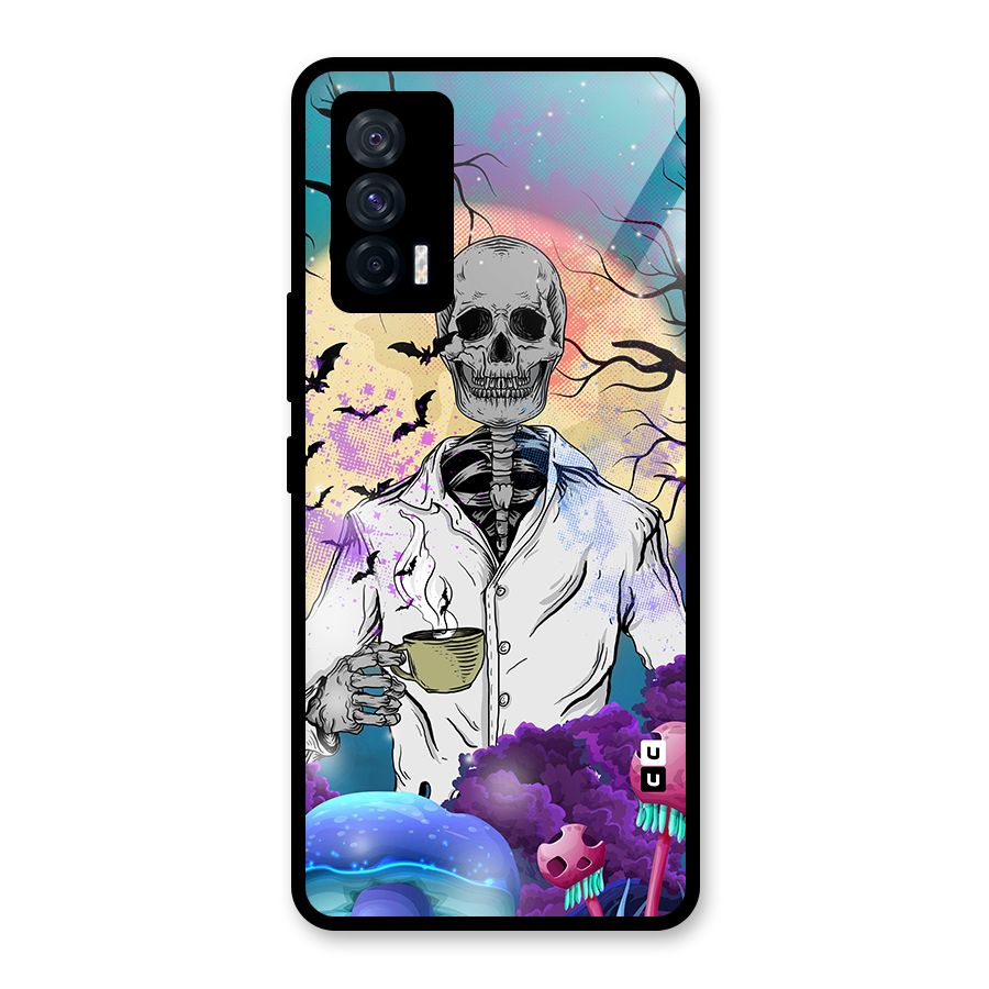 Morning Tea Skull Glass Back Case for Vivo iQOO 7 5G