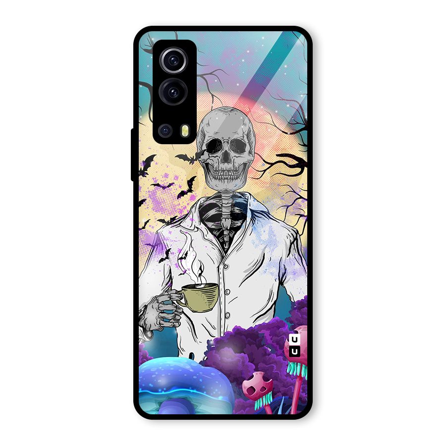 Morning Tea Skull Glass Back Case for Vivo iQOO Z3