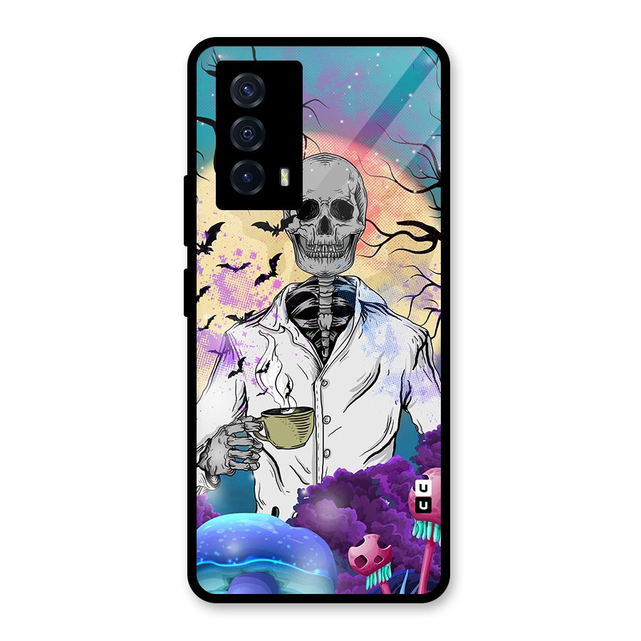Morning Tea Skull Glass Back Case for Vivo iQOO Z5