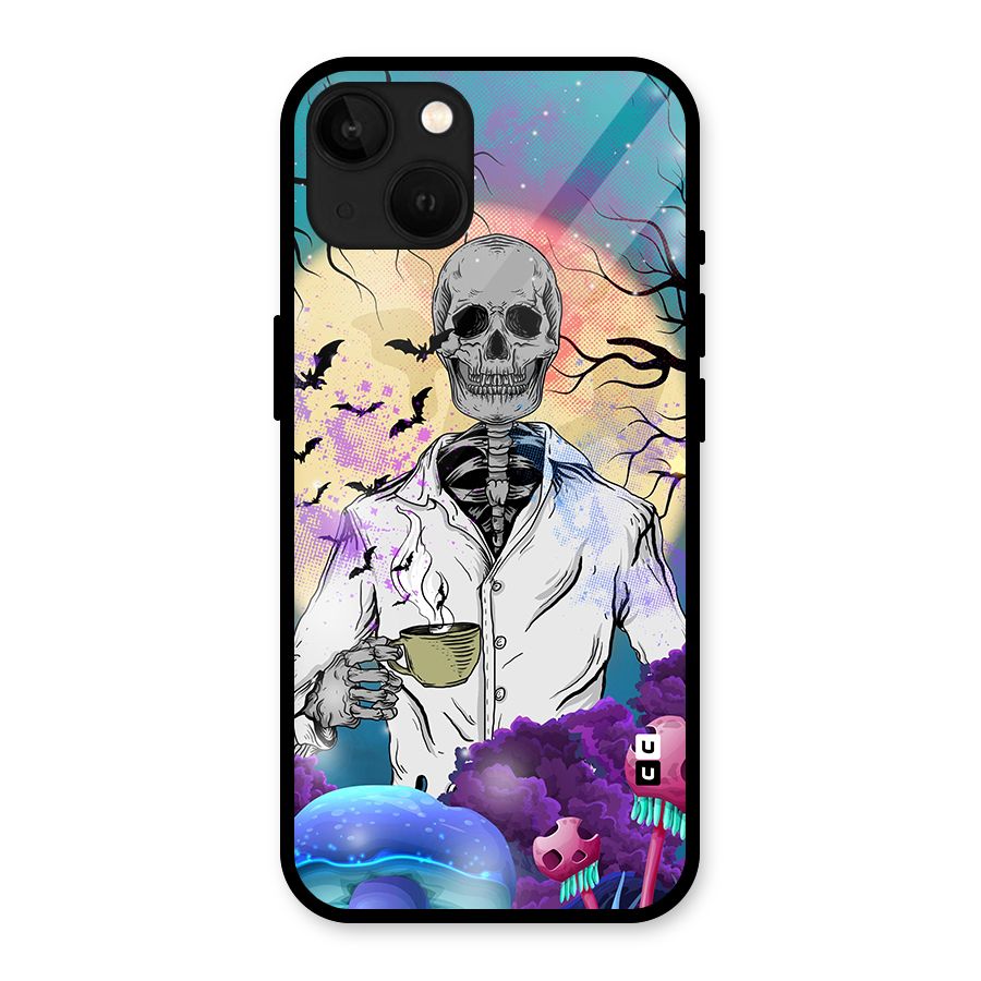 Morning Tea Skull Glass Back Case for iPhone 13