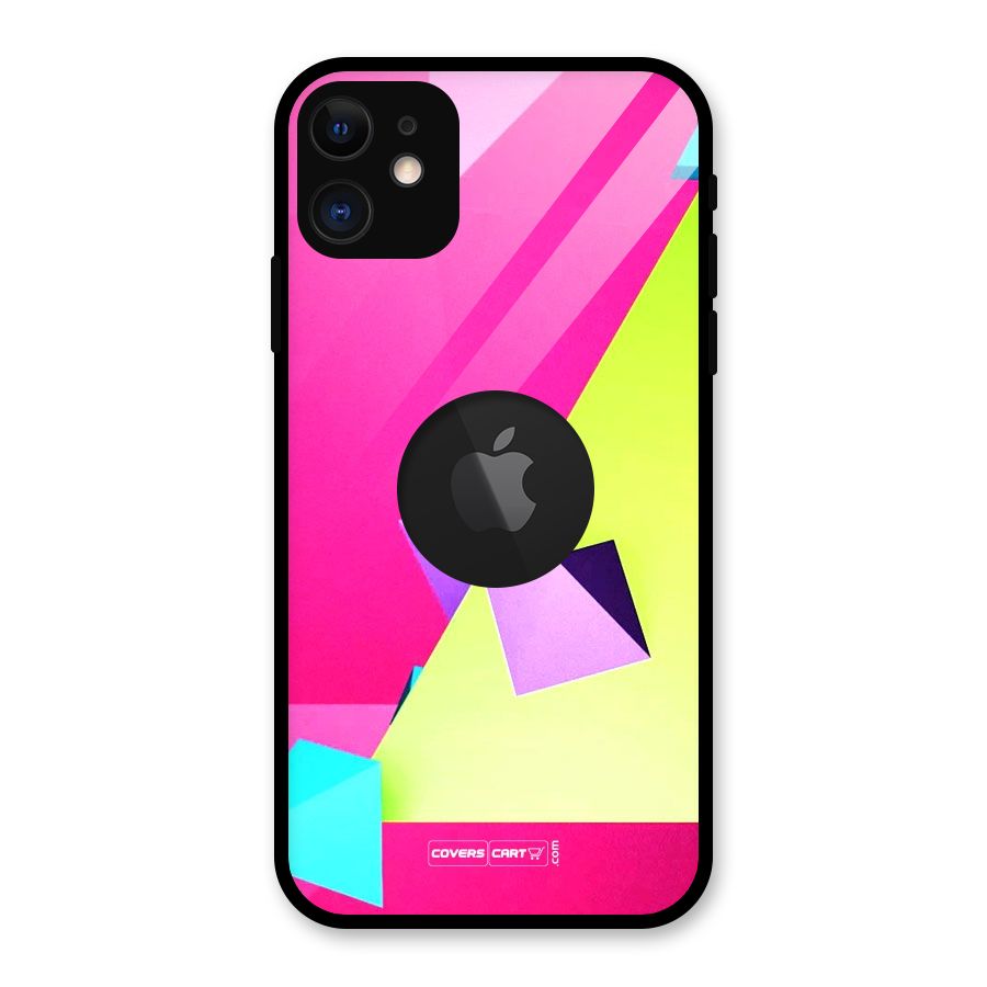 Motion Triangles Glass Back Case for iPhone 11 Logo Cut