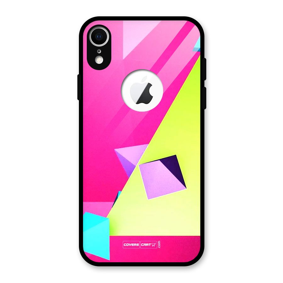 Motion Triangles Glass Back Case for iPhone XR Logo Cut