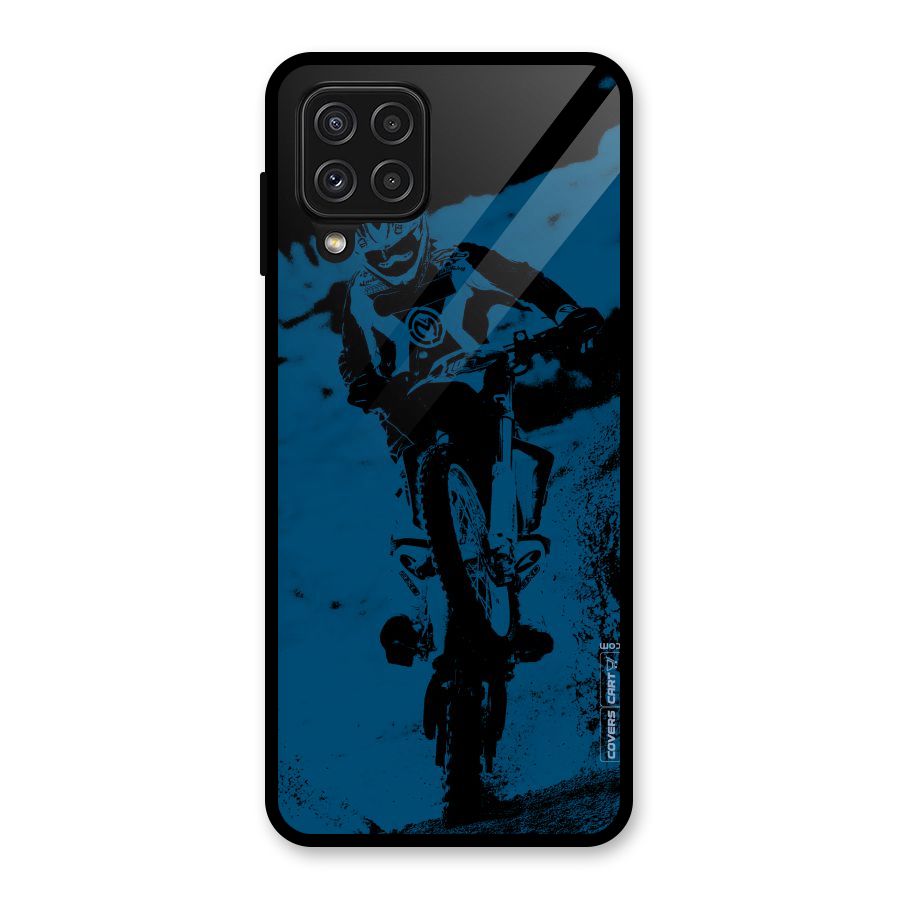Moto Combat Glass Back Case for Galaxy A22 4G