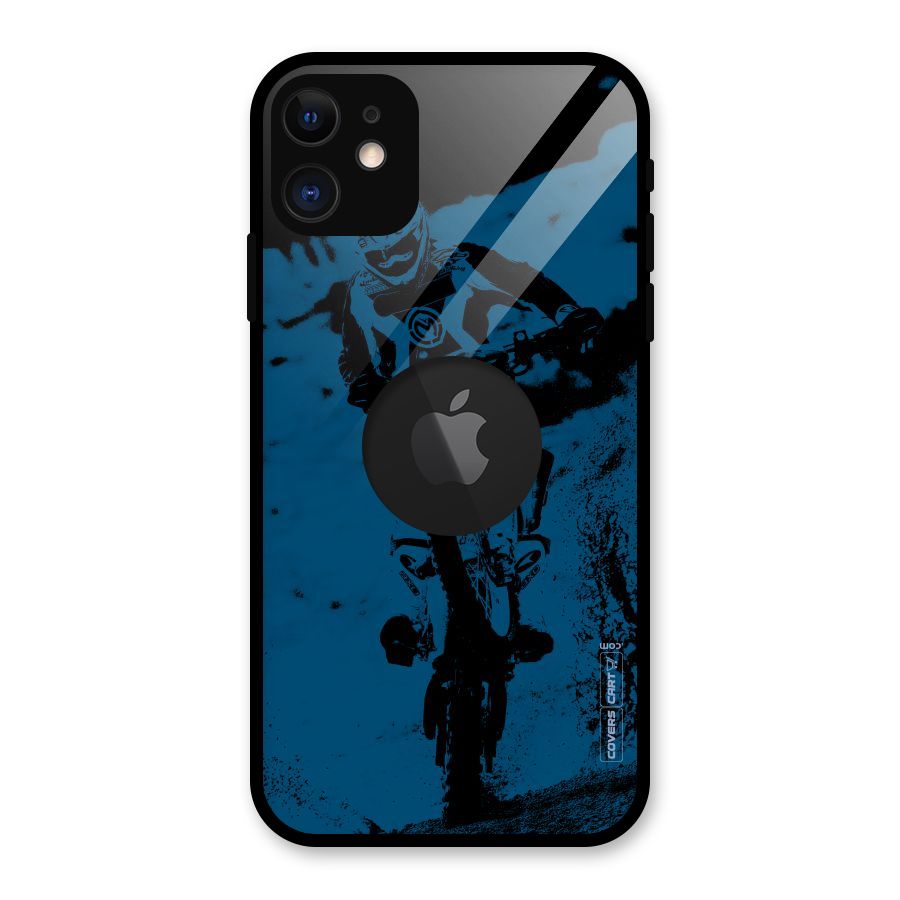 Moto Combat Glass Back Case for iPhone 11 Logo Cut