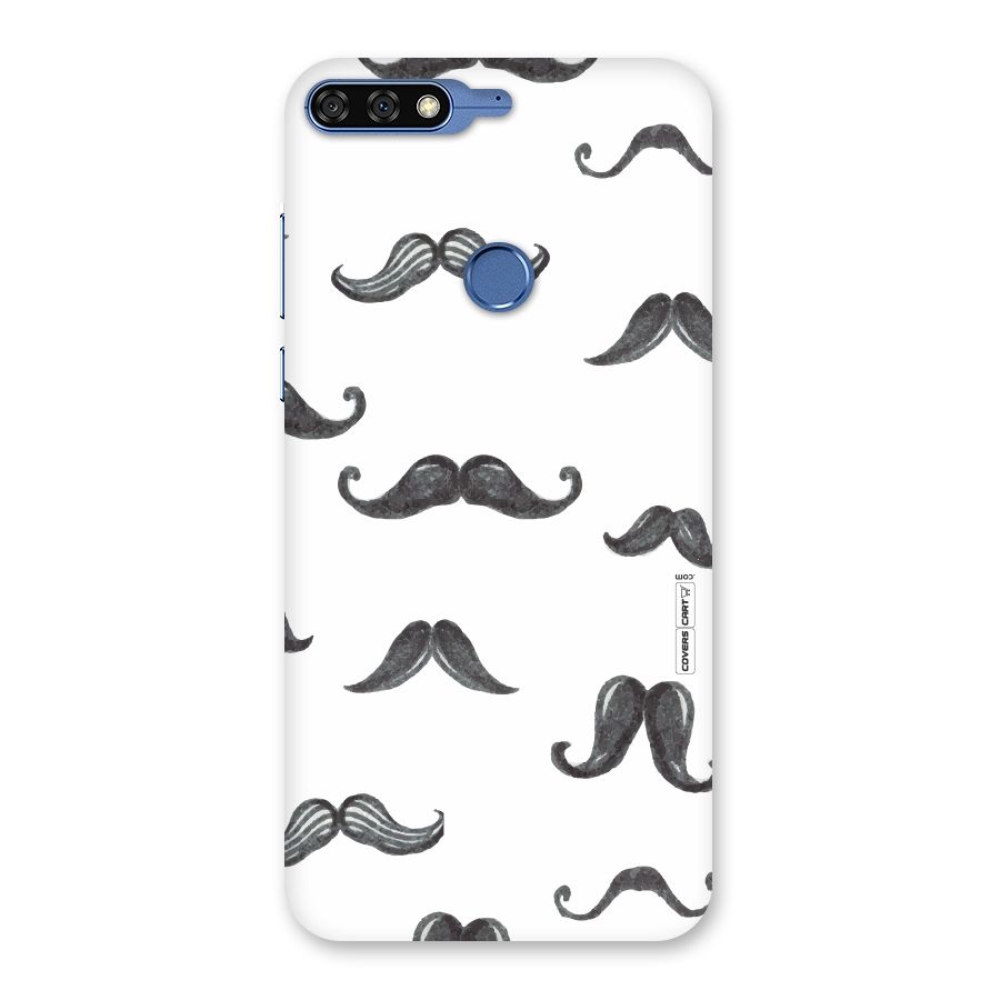 Moustache Pattern (Black) Back Case for Honor 7C