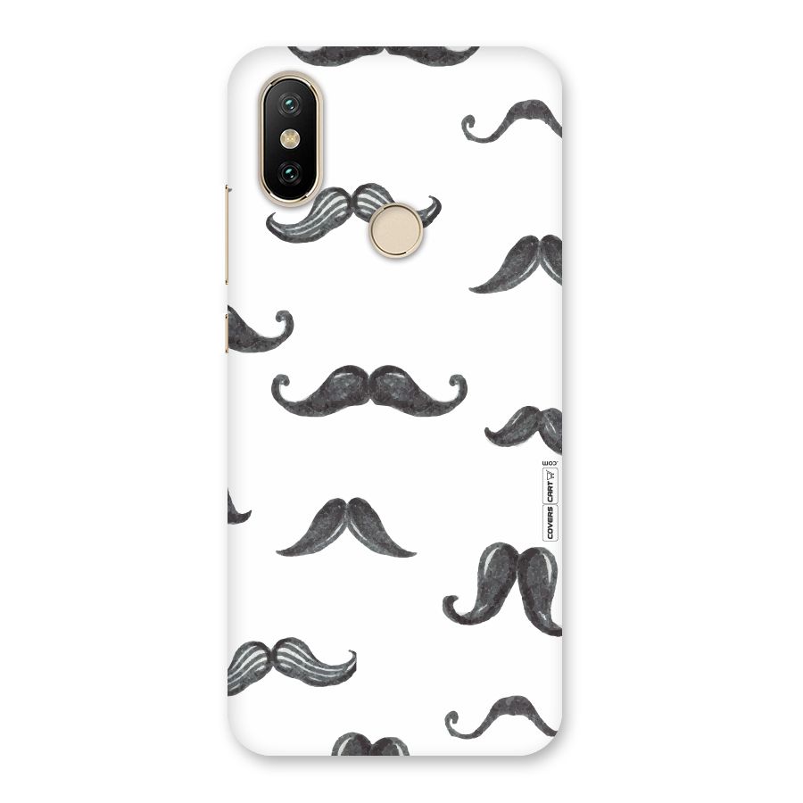 Moustache Pattern (Black) Back Case for Mi A2