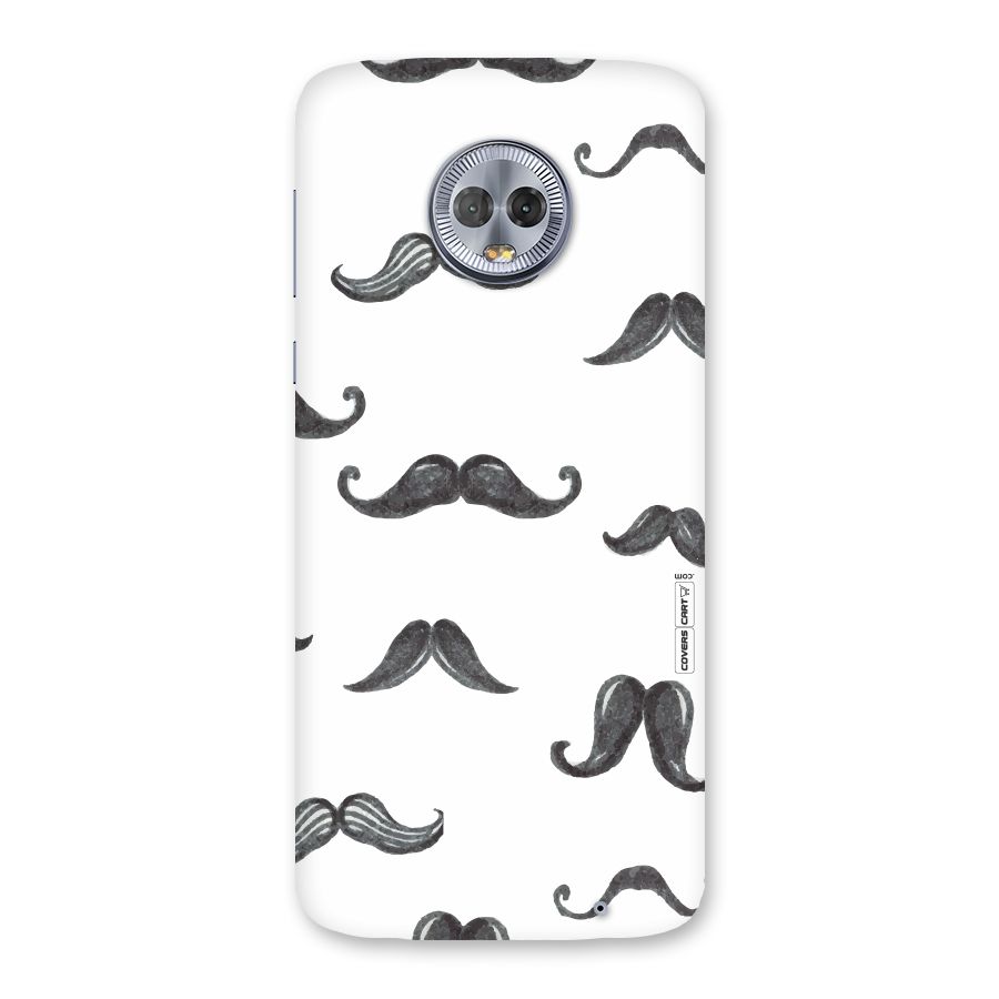Moustache Pattern (Black) Back Case for Moto G6 Plus