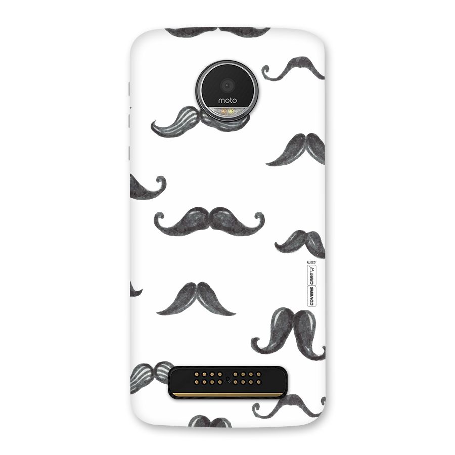 Moustache Pattern (Black) Back Case for Moto Z Play