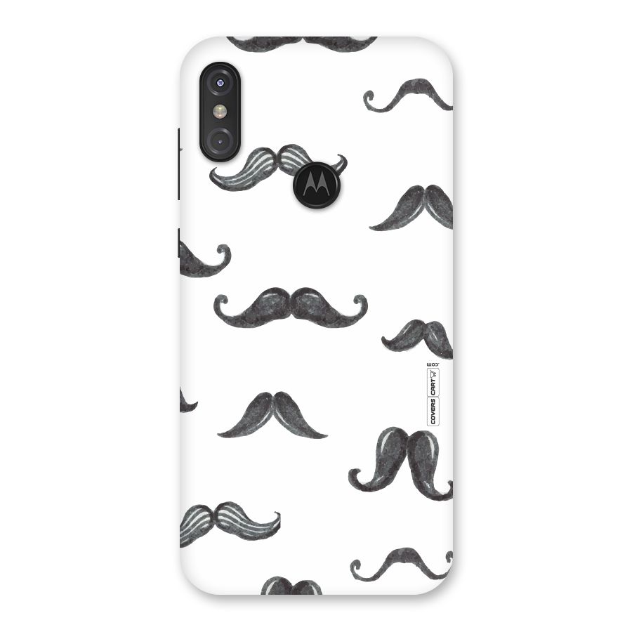 Moustache Pattern (Black) Back Case for Motorola One Power