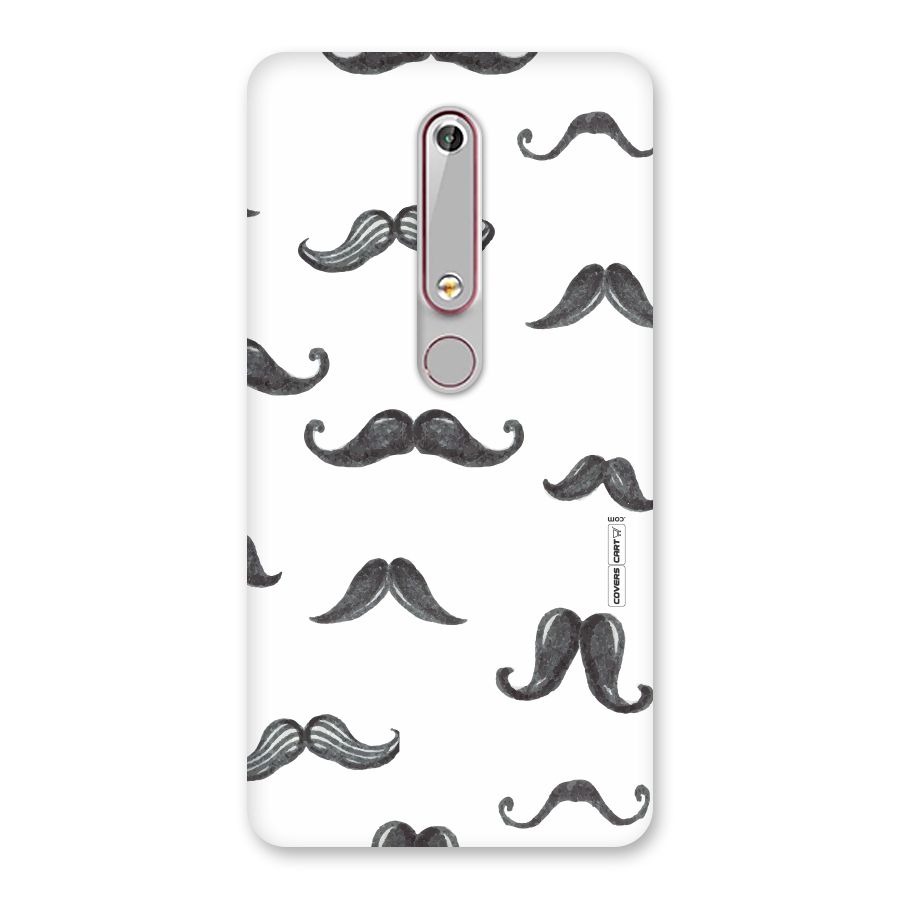 Moustache Pattern (Black) Back Case for Nokia 6.1