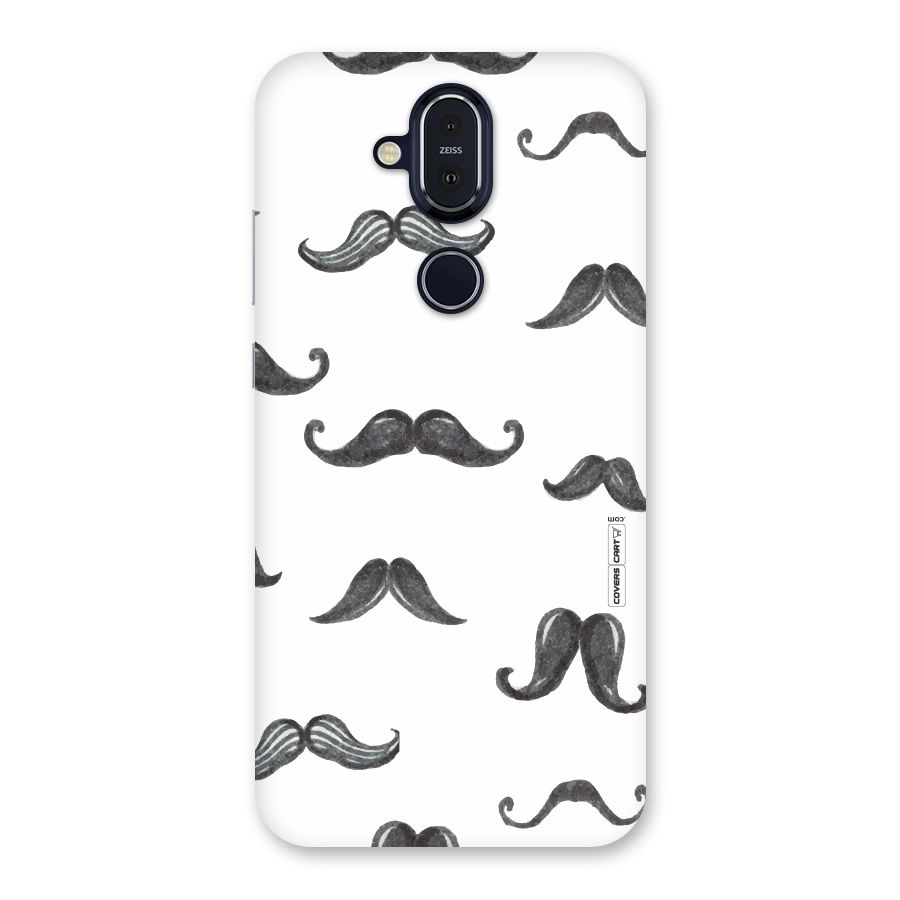 Moustache Pattern (Black) Back Case for Nokia 8.1