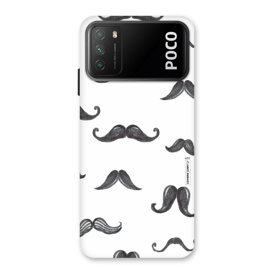 Moustache Pattern (Black) Back Case for Poco M3
