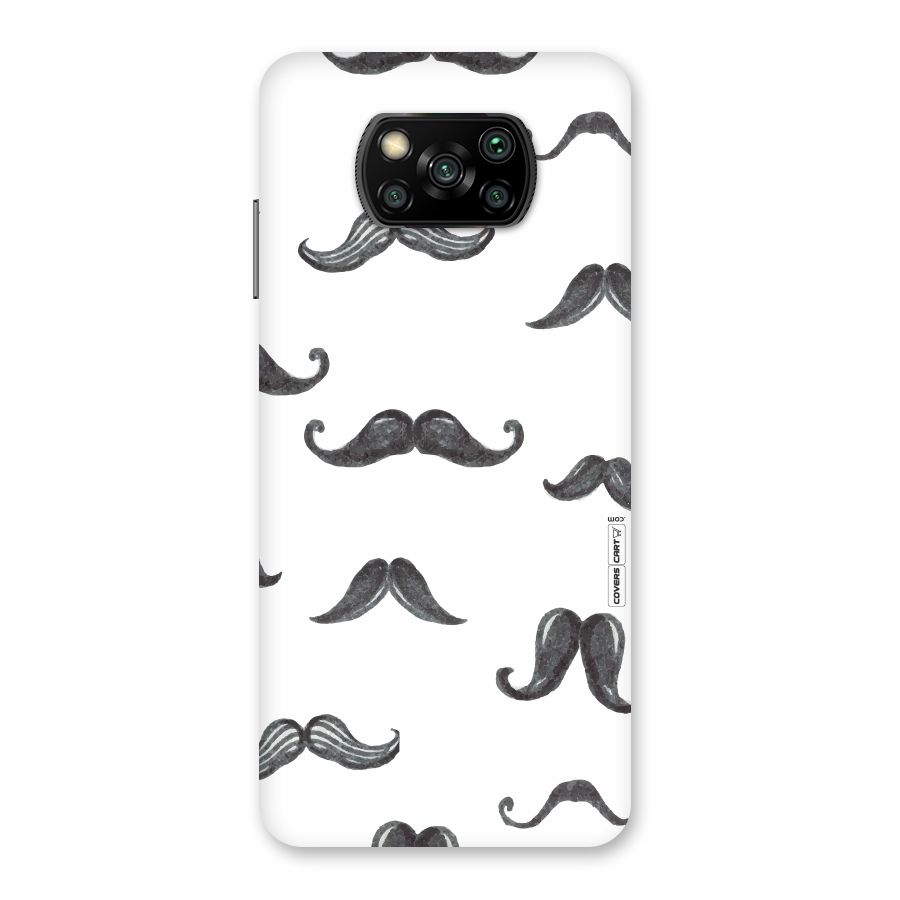 Moustache Pattern (Black) Back Case for Poco X3