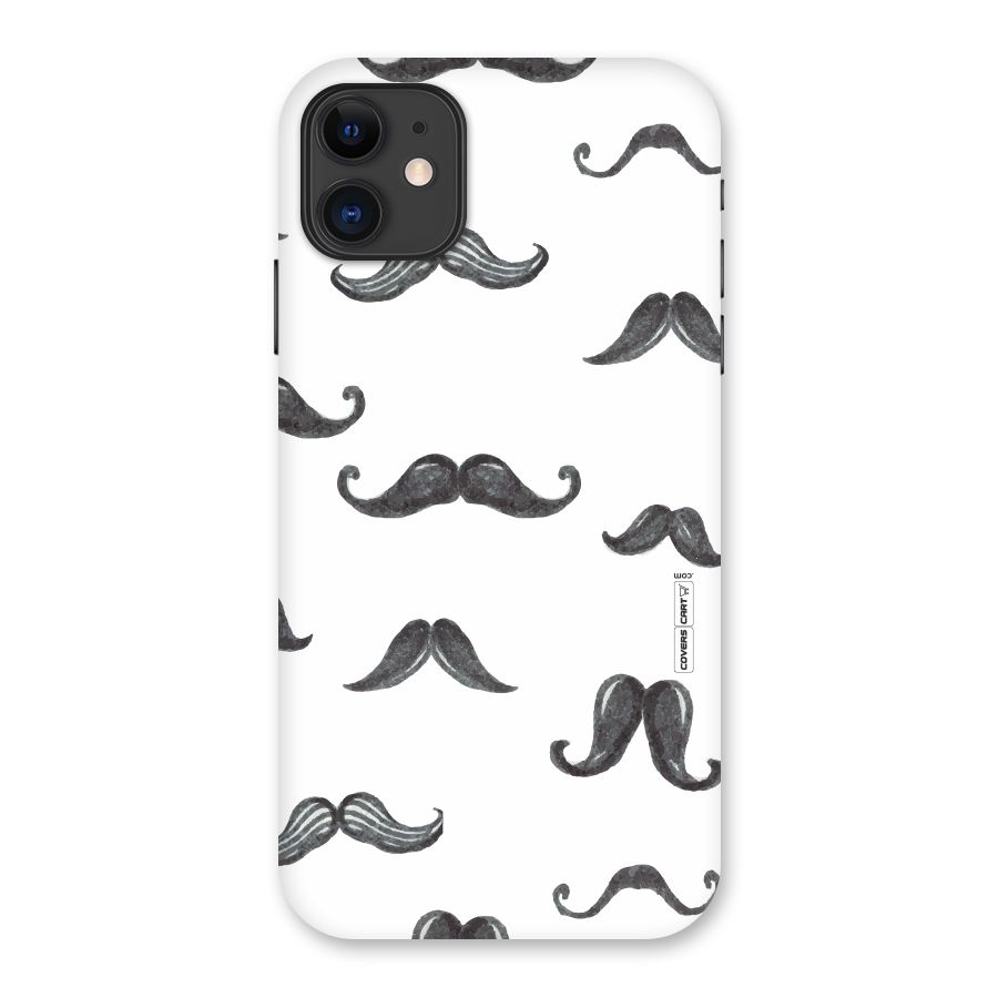 Moustache Pattern (Black) Back Case for iPhone 11