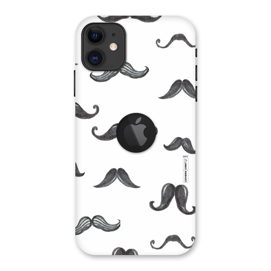 Moustache Pattern (Black) Back Case for iPhone 11 Logo Cut